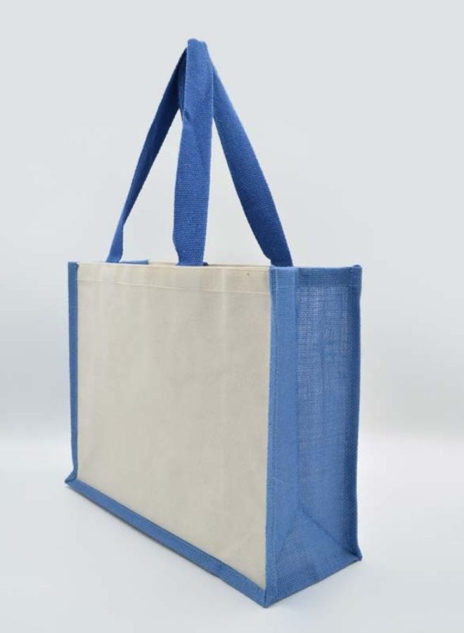 Fatio Set of 10 Navy Blue Jute & Cream Canvas Eco-Friendly Bags – Strong & Durable - Image 1